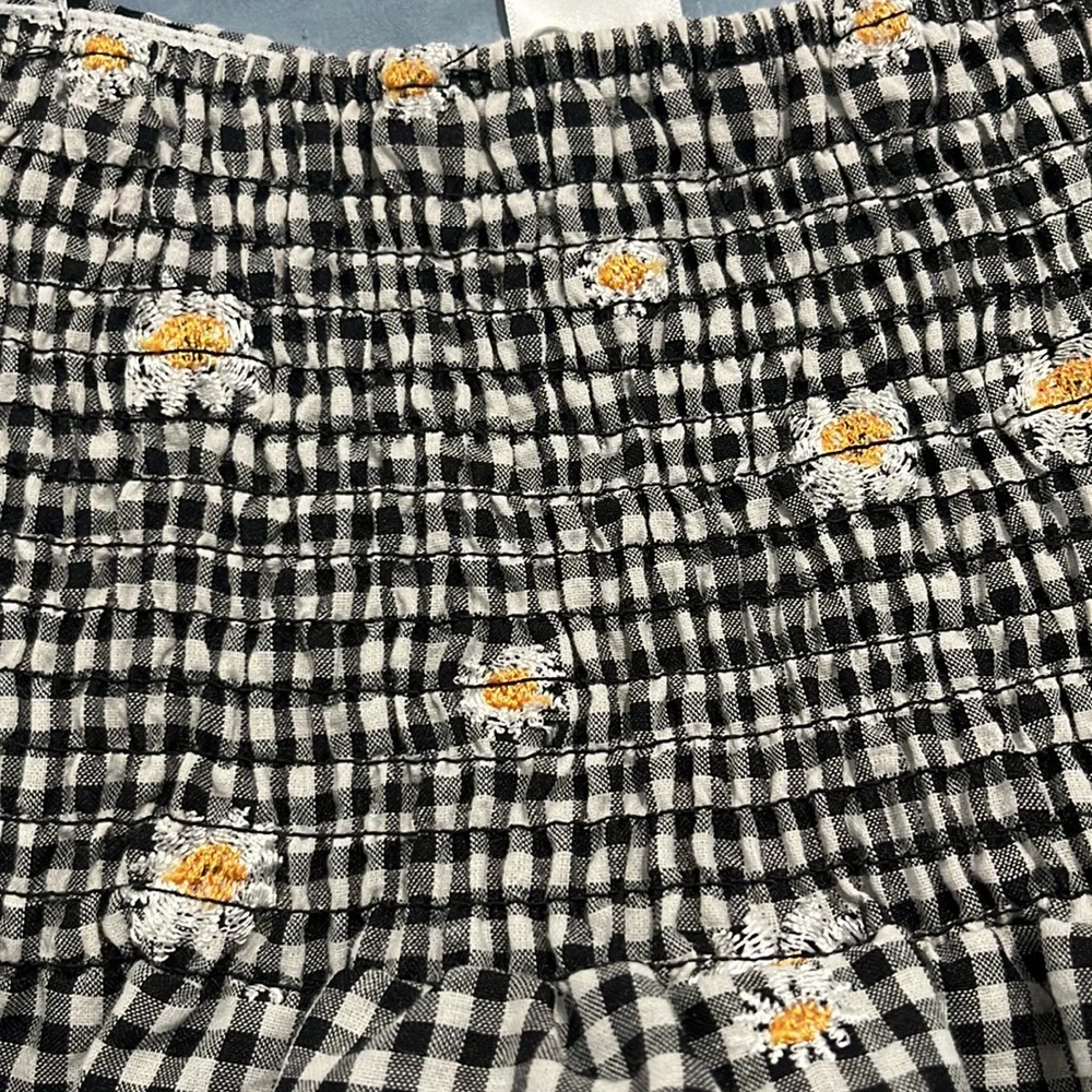 NWT Kirious Los Angeles Sunflower Gingham Babydoll Top  size Medium - Picture 4 of 7
